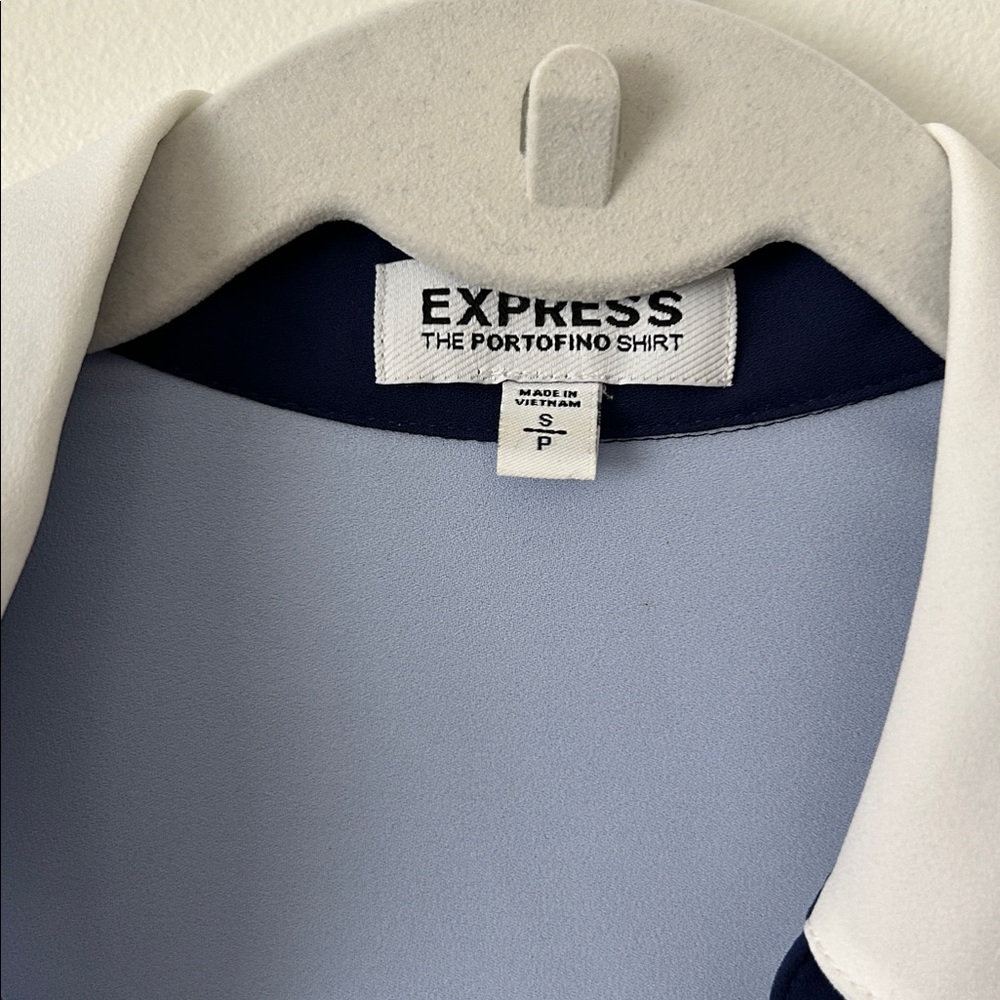 Express Sky Blue Portofino Blouse with White and Navy Accents - Picture 2 of 5